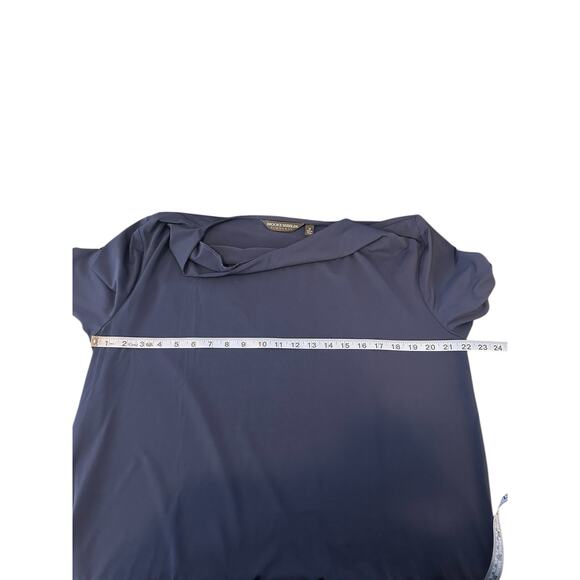 Brooke Shields Timeless Blue Cowl Neck Short Sleeve Office Work Dress Medium - Picture 9 of 11
